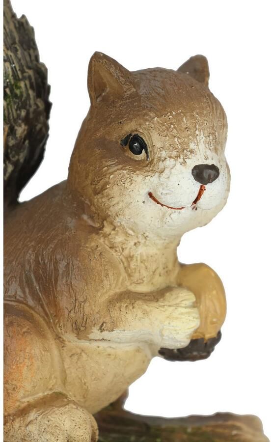I.GE.A. Decoratief figuur Eekhoorn op boomstam Dierfiguur tuin decoratie herfstdecoratie winterdecoratie standbeeld dierfiguur sculptuur (1 stuk) - Foto 3