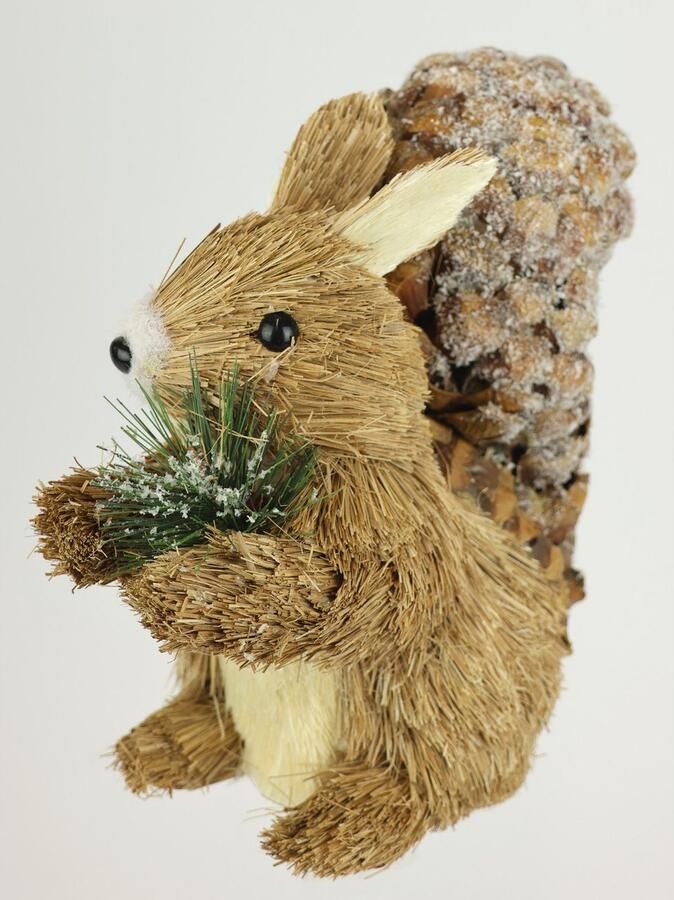 I.GE.A. Decoratief figuur Eekhoorntje Van riet dierfiguur standbeeld herfstdecoratie winterdecoratie kerstdecoratie (1 stuk) - Foto 2