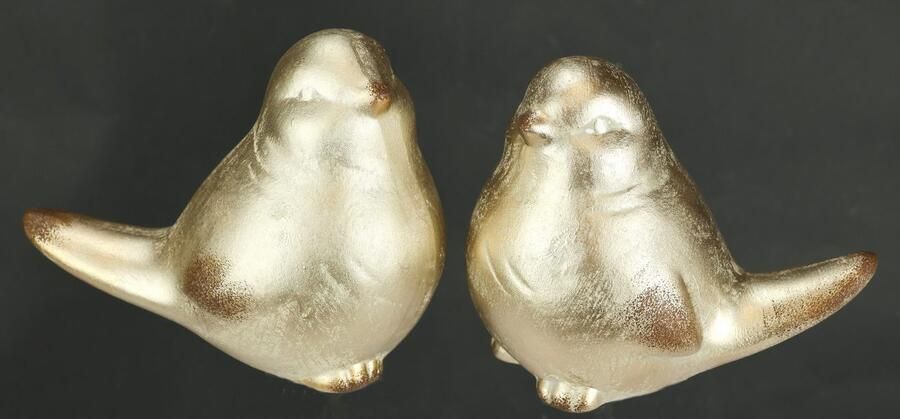 I.GE.A. Decoratief figuur Vogel van keramiek set van 2 ornament standbeeld dierfiguur sculptuur decor vogel vogelfiguur (2 stuks) - Foto 3