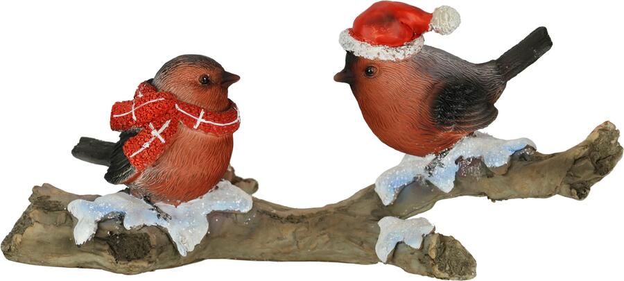 I.GE.A. Decoratief figuur Vogels op boomstam Dierfiguur op tak standbeeld herfstdecoratie winterdecoratie kerstdecoratie decor (1 stuk) - Foto 3