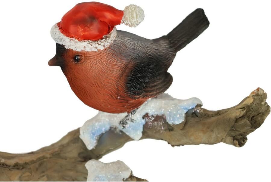 I.GE.A. Decoratief figuur Vogels op boomstam Dierfiguur op tak standbeeld herfstdecoratie winterdecoratie kerstdecoratie decor (1 stuk) - Foto 2