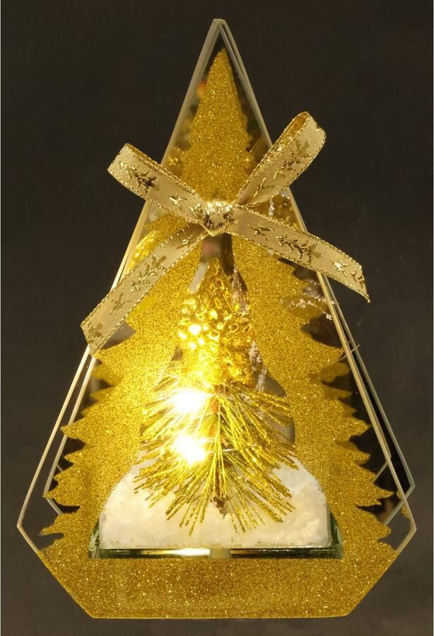 I.GE.A. Decoratief led-figuur Decoratieobject van glas met LED-licht Met kerstboom kunstsneeuw decoratie kerst kerstdecoratie decoratie (1 stuk) - Foto 2