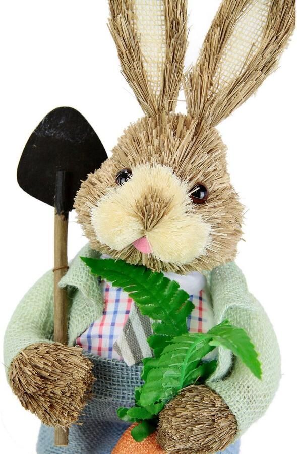 I.GE.A. Decoratief object Haas Met wortel van bast paashaas decoratie paasdecoratie lente figuur