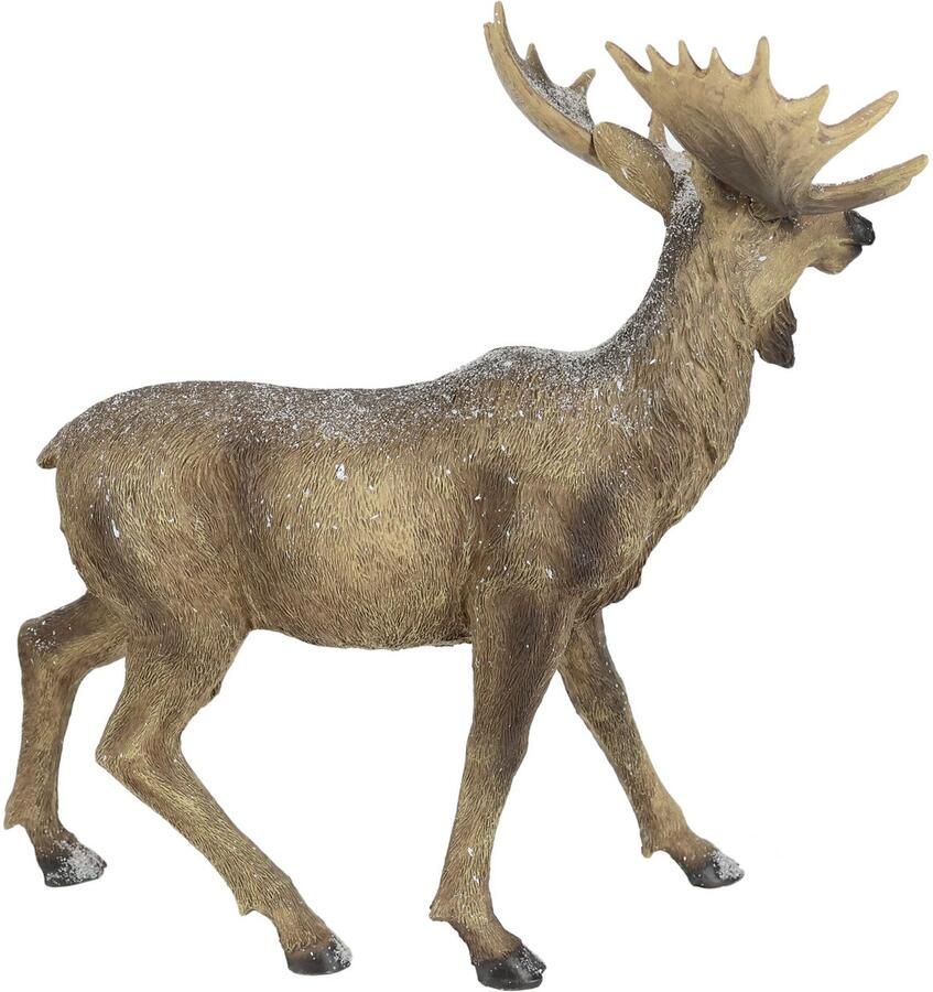 I.GE.A. Dierfiguur Elk figuur besneeuwd Hert decoratieve figuren sculptuur kerstfiguur kerstdecoratie bosdier (1 stuk) - Foto 2