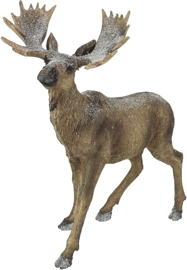 I.GE.A. Dierfiguur Elk figuur besneeuwd Hert decoratieve figuren sculptuur kerstfiguur kerstdecoratie bosdier (1 stuk) - Foto 4