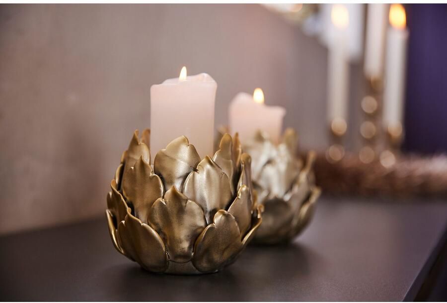 I.GE.A. Kandelaar Artisjok stompkaarsenhouder van keramiek hoogte ca. 11 cm (1 stuk) - Foto 2