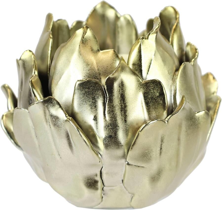 I.GE.A. Kandelaar Artisjok theelichthouder van keramiek hoogte ca. 9 cm geschikt voor een stompkaars of theelichtkaars met ø 4 cm (1 stuk) - Foto 2