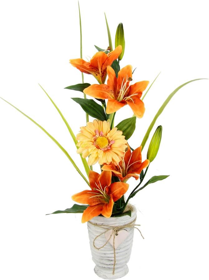 I.GE.A. Kunstbloem Arrangement van lelie en gerbera (1 stuk)