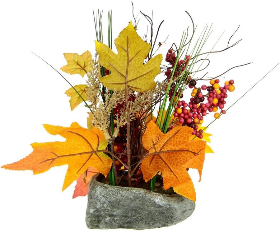 I.GE.A. Kunstbloem Arrangement van zonnebloemen op steen Kunstmatige bloemen herfstdecoratie decoraties voor Halloween (1 stuk) - Foto 2