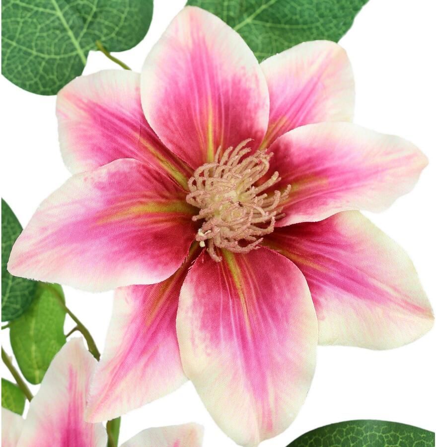 I.GE.A. Kunstbloem Clematisrank waldebe Tak enkele bloem stelen bloem 2-delige set (2 stuks)