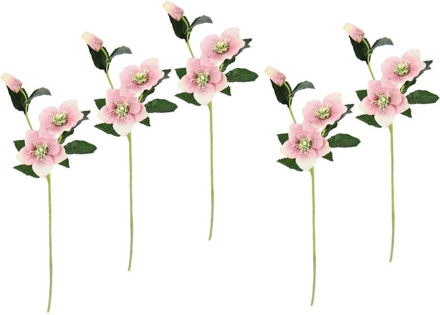 I.GE.A. Kunstbloem Kerstroos Kunstmatige zijden bloemen 5-delige set (5 stuks)