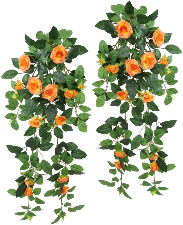 I.GE.A. Kunstbloem Kunstmatige rozenhanger Rozenrank rozenboog rozen bloem rozenkrans decoratie struik (2 stuks) - Foto 2