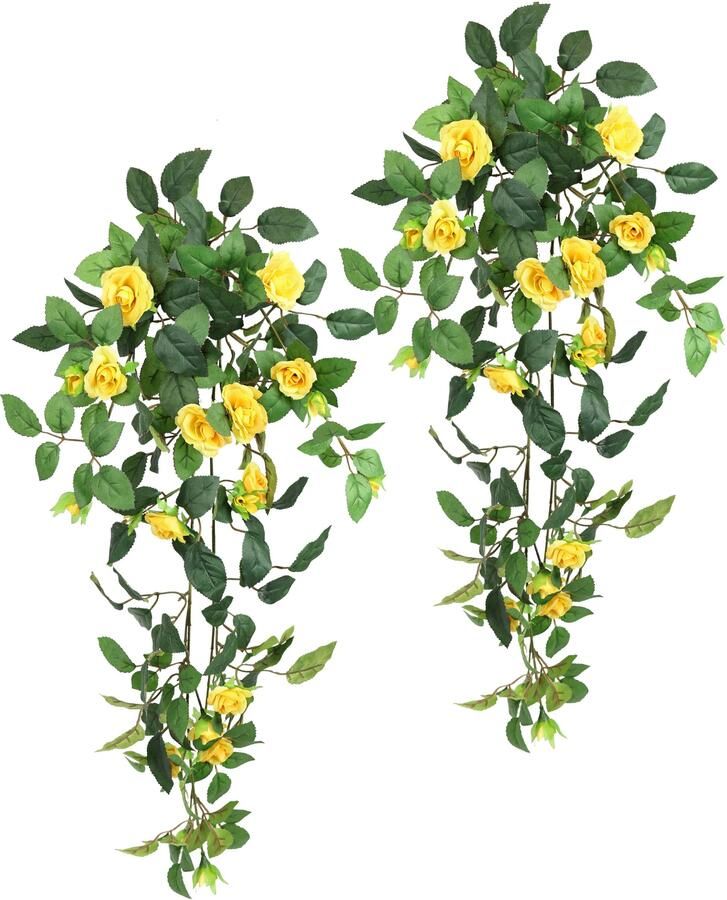 I.GE.A. Kunstbloem Kunstmatige rozenhanger Rozenrank rozenboog rozen bloem rozenkrans decoratie struik (2 stuks) - Foto 2