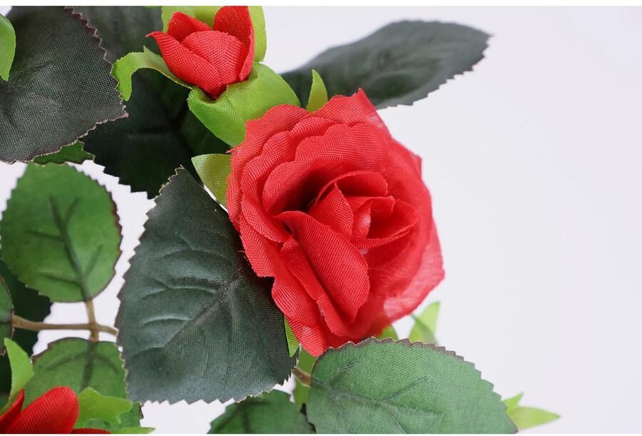 I.GE.A. Kunstbloem Kunstmatige rozenstruik Kunstroos bloem boeket rozen rozenboeket wilde roos (3 stuks)