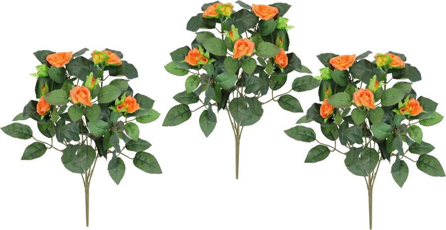 I.GE.A. Kunstbloem Kunstmatige rozenstruik Kunstroos bloem boeket rozen rozenboeket wilde roos (3 stuks) - Foto 2