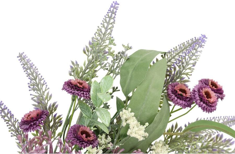 I.GE.A. Kunstbloem nboeket protea zinnia lavendel Boeket bloemen bloemstukken decoratieve bloem grafdecoratie (1 stuk) - Foto 4