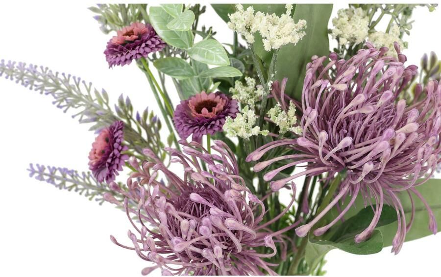 I.GE.A. Kunstbloem nboeket protea zinnia lavendel Boeket bloemen bloemstukken decoratieve bloem grafdecoratie (1 stuk) - Foto 7