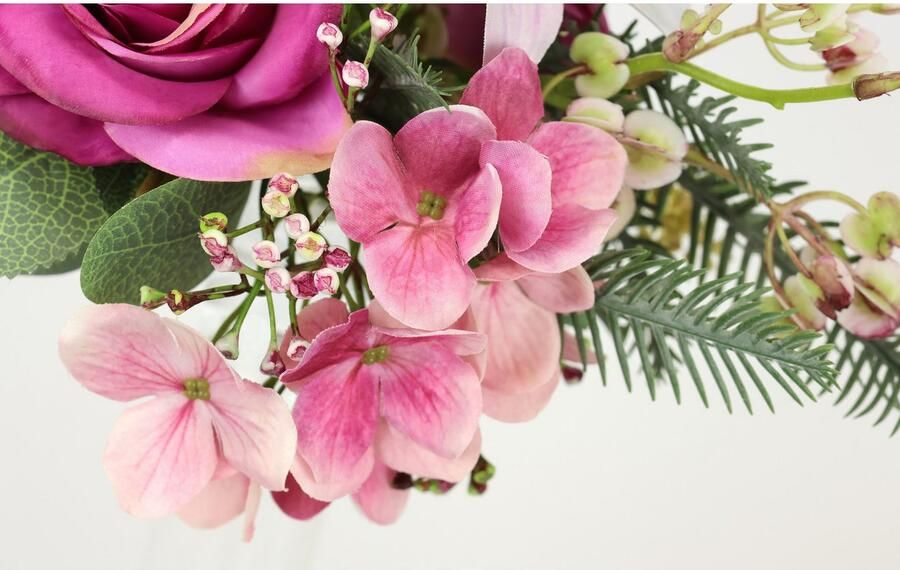 I.GE.A. Kunstbloem nboeket rozen lelies hortensia Bloemenboeket boeket bloem grafdecoratie opvulling grafdecoratie (2 stuks) - Foto 2