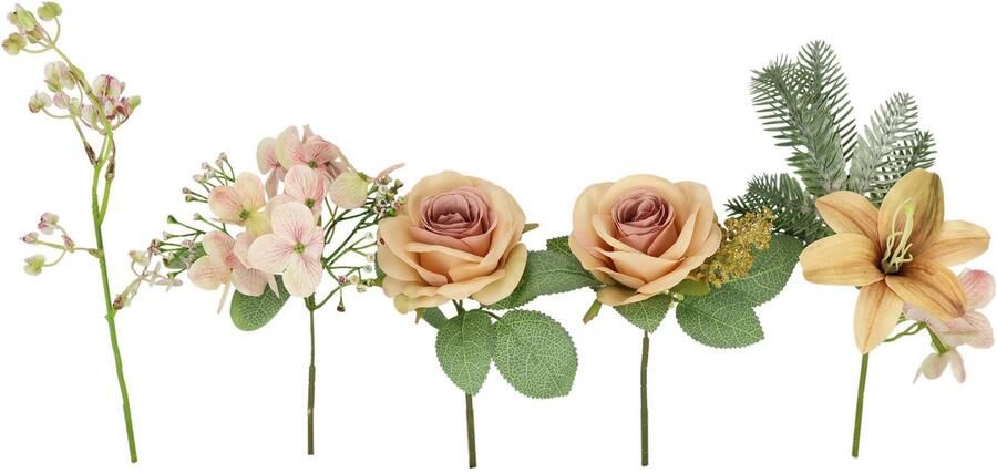 I.GE.A. Kunstbloem nboeket rozen lelies hortensia Bloemenboeket boeket bloem grafdecoratie opvulling grafdecoratie (2 stuks) - Foto 3