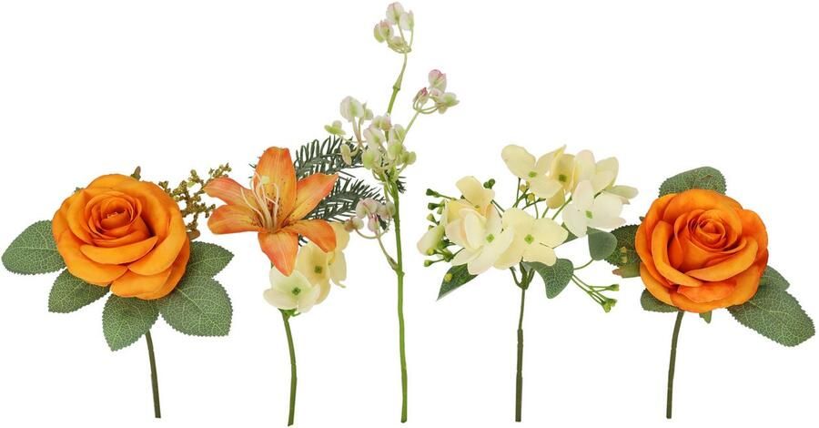 I.GE.A. Kunstbloem nboeket rozen lelies hortensia Bloemenboeket boeket bloem grafdecoratie opvulling grafdecoratie (2 stuks) - Foto 4