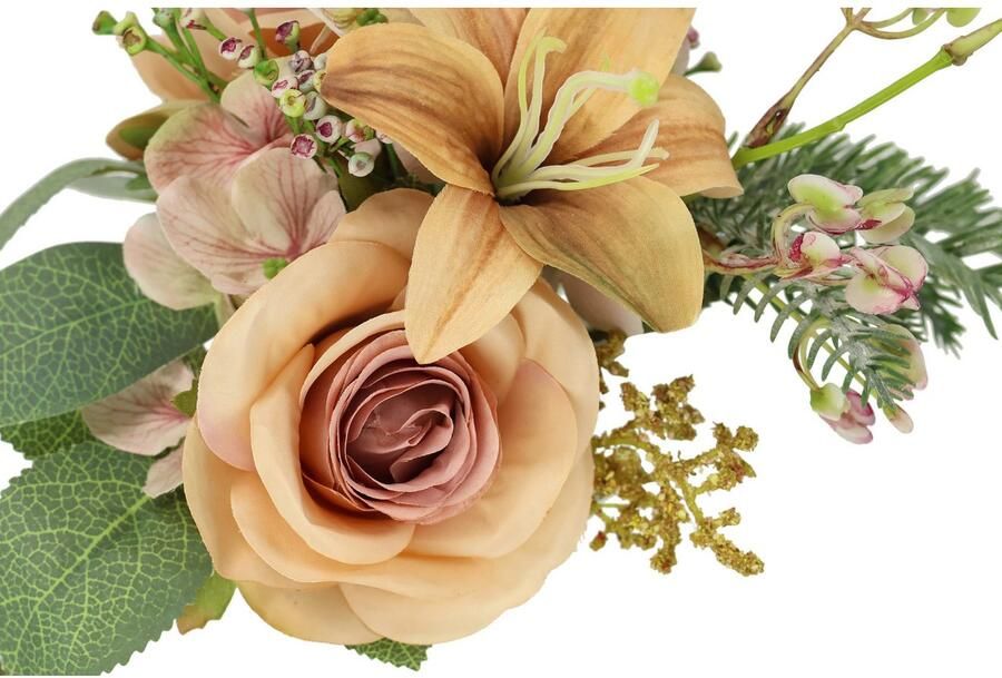 I.GE.A. Kunstbloem nboeket rozen lelies hortensia Bloemenboeket boeket bloem grafdecoratie opvulling grafdecoratie (2 stuks)