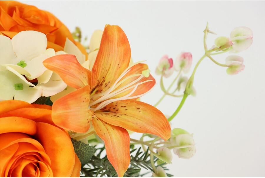 I.GE.A. Kunstbloem nboeket rozen lelies hortensia Bloemenboeket boeket bloem grafdecoratie opvulling grafdecoratie (2 stuks) - Foto 3