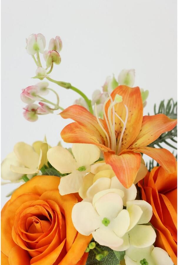 I.GE.A. Kunstbloem nboeket rozen lelies hortensia Bloemenboeket boeket bloem grafdecoratie opvulling grafdecoratie (2 stuks) - Foto 2