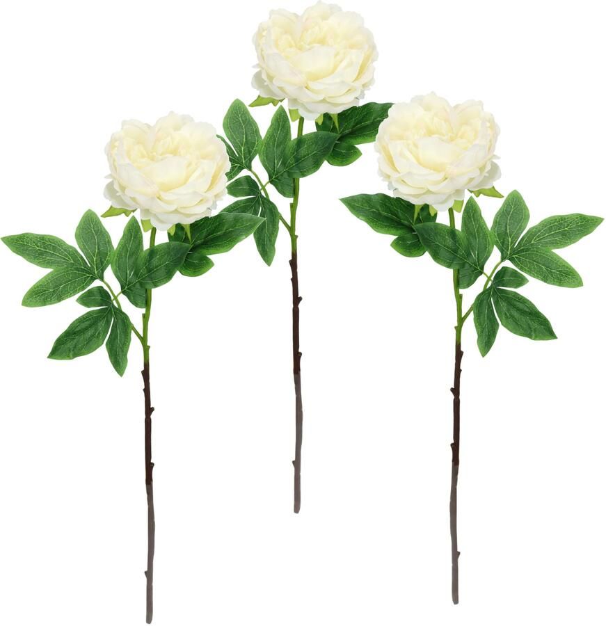 I.GE.A. Kunstbloem Pioenroos Pioenrozen enkele bloem set van 3 (3 stuks) - Foto 5