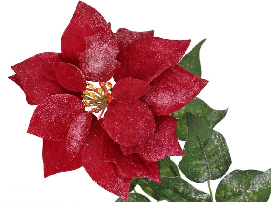 I.GE.A. Kunstbloem Poinsettia kerstster 3-delige set 70cm bloem kerstster kerstdecoratie adventster (3 stuks) - Foto 2