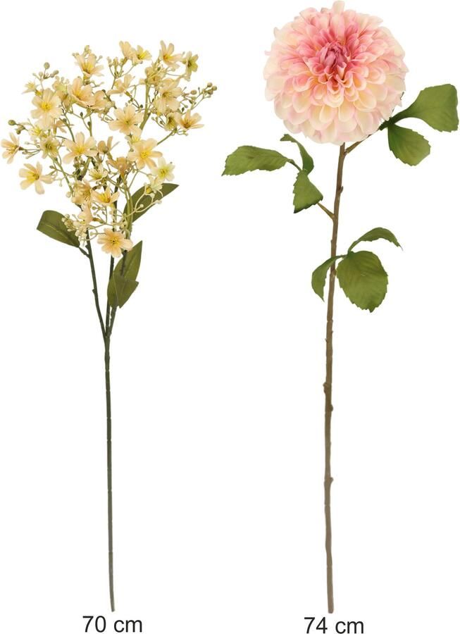 I.GE.A. Kunstbloem Stelenbloemen assortiment dahlia bloes tak zijdenbloem enkele bloem herfst kunstbloemen decoratieve bloemen (2 stuks) - Foto 4