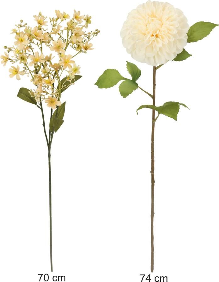 I.GE.A. Kunstbloem Stelenbloemen assortiment dahlia bloes tak zijdenbloem enkele bloem herfst kunstbloemen decoratieve bloemen (2 stuks) - Foto 5