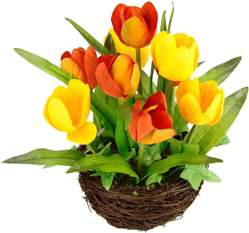 I.GE.A. Kunstbloem Tulp In het wilgennest bloem papegaaientulp bloei paasdecoratie - Foto 3
