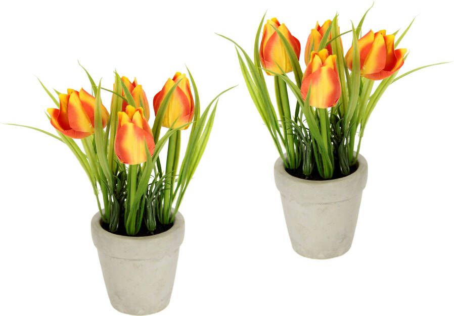 I.GE.A. Kunstbloem Tulp In een keramieken pot(2 stuks)
