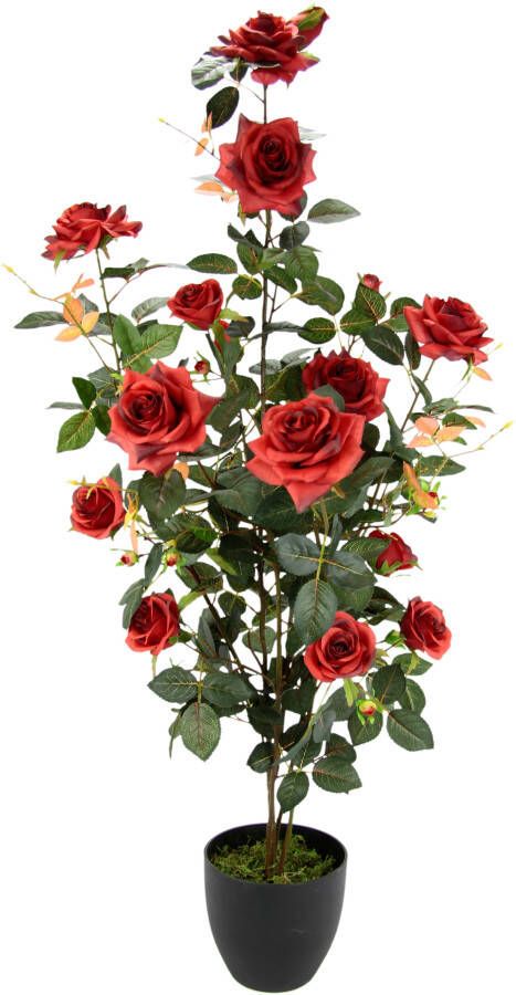 I.GE.A. Kunstboom Rozenstruik in pot Kunstrozen kunstplanten rozenstruik decoratie huwelijksfeest (1 stuk) - Foto 1