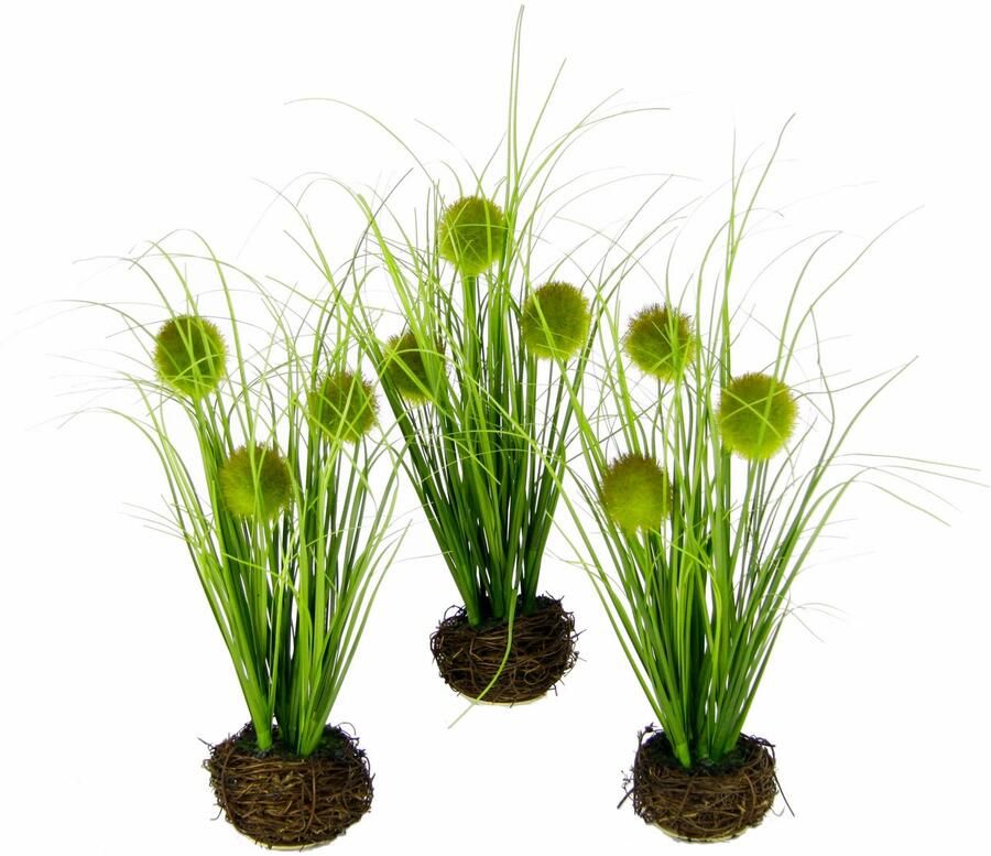 I.GE.A. Kunstgras 'Knoopgras' In het takkennest 3-delige set (3 stuks) - Foto 2