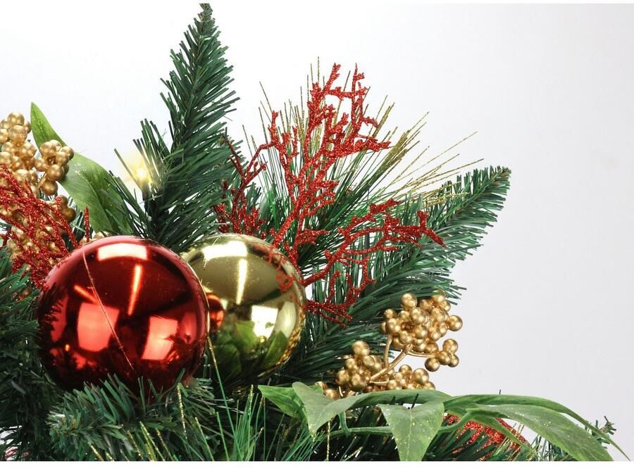 I.GE.A. Kunstkerstboom Gedecoreerde dennenboom met LED-licht in een beker Gedecoreerd met kerstballen kunstkerstboom kerstdecoratie (1 stuk) - Foto 2