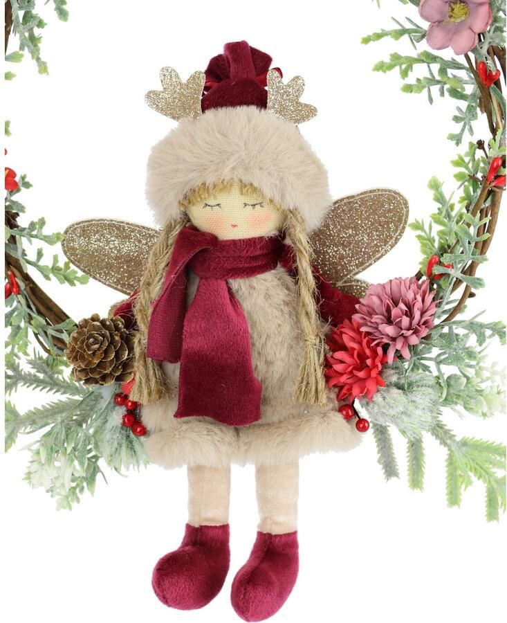 I.GE.A. Kunstkrans Dennengroen krans elf bessen den Gedecoreerde kerstkrans decor kerstdecoratie deurkrans adventskrans (1 stuk) - Foto 2