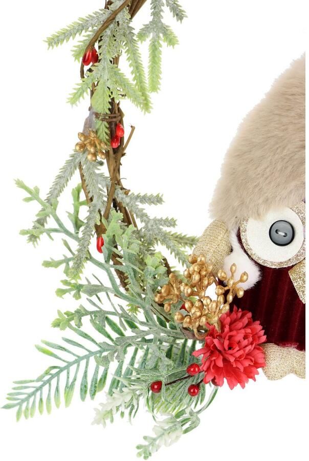 I.GE.A. Kunstkrans Dennengroen krans uil bessen den Gedecoreerde kerstkrans decor kerstdecoratie deurkrans adventskrans (1 stuk) - Foto 2