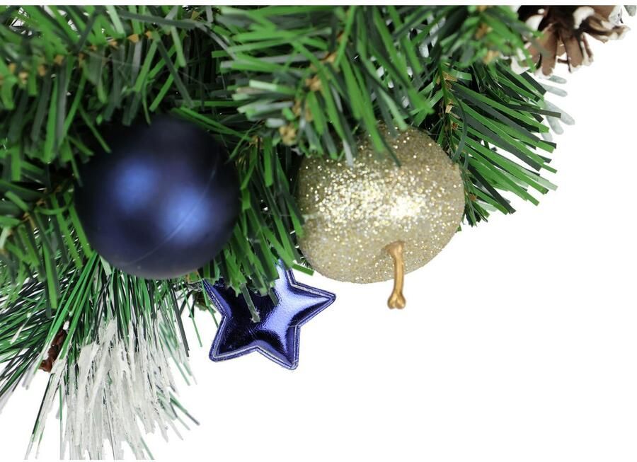 I.GE.A. Kunstkrans Gedecoreerde kerstkrans bal ster appel kegel Dennenkrans kerst kunstmatig versierd adventskrans (1 stuk) - Foto 2