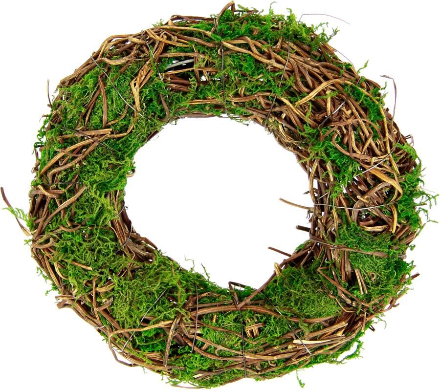 I.GE.A. Kunstkrans Krans van mos en riet wilgenkrans bloemenkrans decoratieve krans (1 stuk) - Foto 3