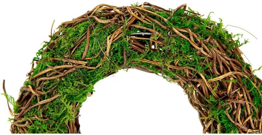 I.GE.A. Kunstkrans Krans van mos en riet wilgenkrans bloemenkrans decoratieve krans (1 stuk) - Foto 2