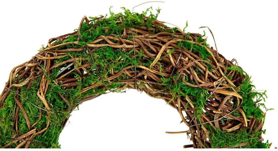 I.GE.A. Kunstkrans Krans van mos en riet wilgenkrans bloemenkrans decoratieve krans (1 stuk)