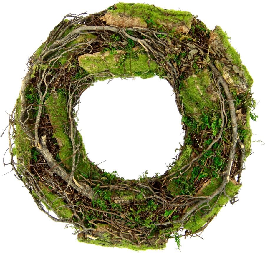 I.GE.A. Kunstkrans Krans van mos en riet wilgenkrans bloemenkrans decoratieve krans (1 stuk) - Foto 3