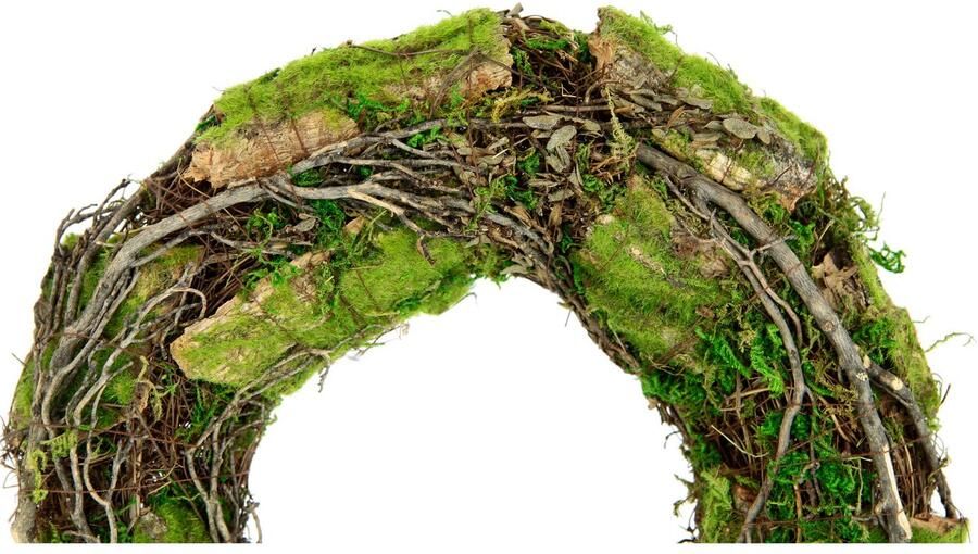 I.GE.A. Kunstkrans Krans van mos en riet wilgenkrans bloemenkrans decoratieve krans (1 stuk) - Foto 2