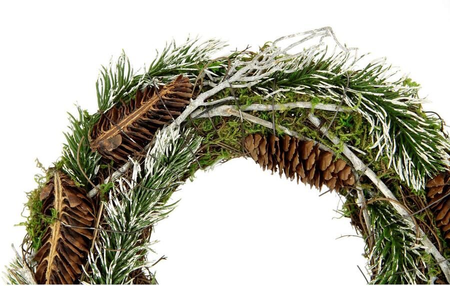 I.GE.A. Kunstkrans Natuurkrans dennentakken kegels twijgen Kerstkrans decoratieve krans adventskrans deurkrans kerstdecoratie (1 stuk) - Foto 3
