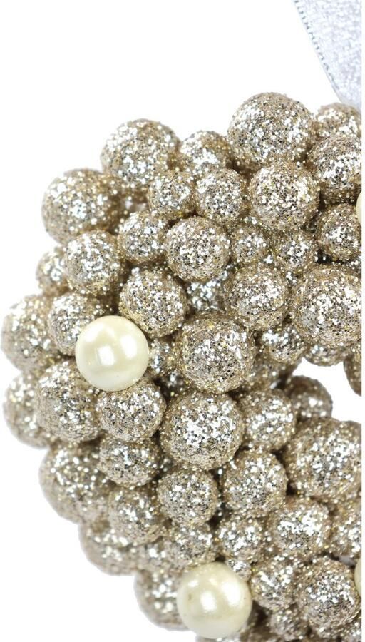 I.GE.A. Kunstkrans Parel hart om op te hangen set van 2 glanzend decoratief hart kerstdecoratie deurkrans trouwdecoratie (2 stuks) - Foto 2