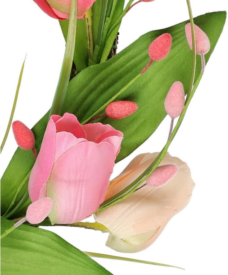 I.GE.A. Kunstkrans Tulpenkrans Kransen deurkrans lentekrans paaskrans paasdecoratie bloemenkrans - Foto 2