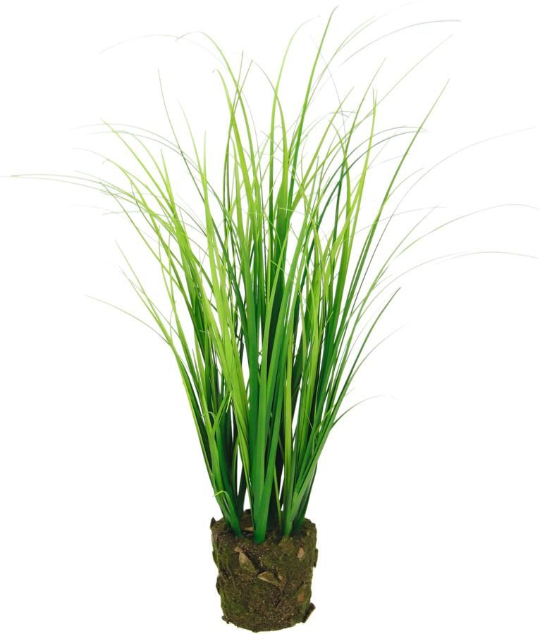 I.GE.A. Kunstplant Grasbund in aarde pot Grasstruik kunstbloem decoratief gras (1 stuk)