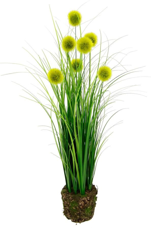 I.GE.A. Kunstplant Knoopgras in aarde pot Grasstruik kunstbloem decoratief gras (1 stuk)