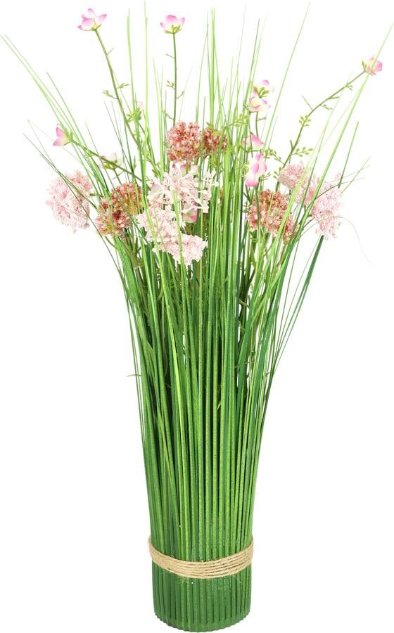I.GE.A. Kunstplant Kunstmatig grasboeket met bloemen Grasbos decoratie kunstbloemen kunstgras groene plant grassen struiken - Foto 3